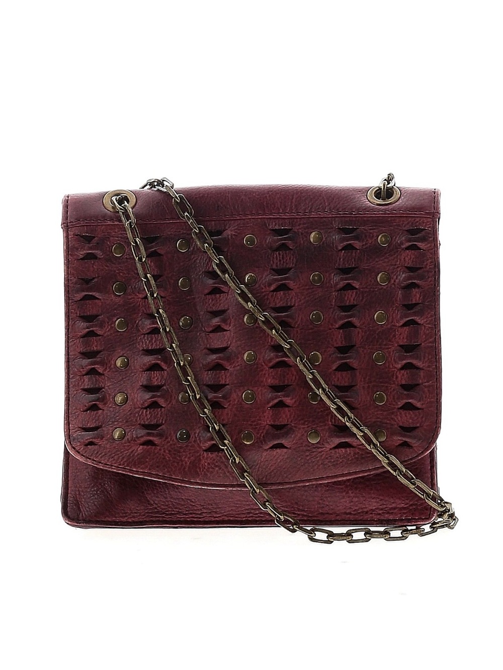 Women's Burgundy Leather Chain Shoulder Bag